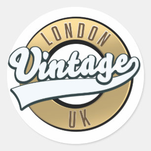 Pegatina Redonda Logotipo retro Londres Vintage Reino Unido.