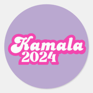 Pegatina Redonda Logotipo rosa de la chica Kamala Harris 2024