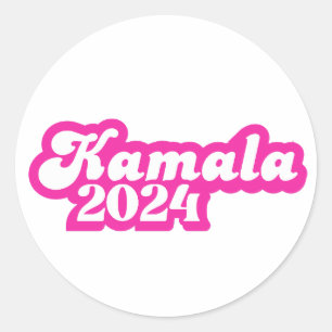 Pegatina Redonda Logotipo rosa de la chica Kamala Harris 2024