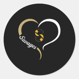 Pegatina Redonda Logotipo Savannah Logotipo de medio corazón Hs