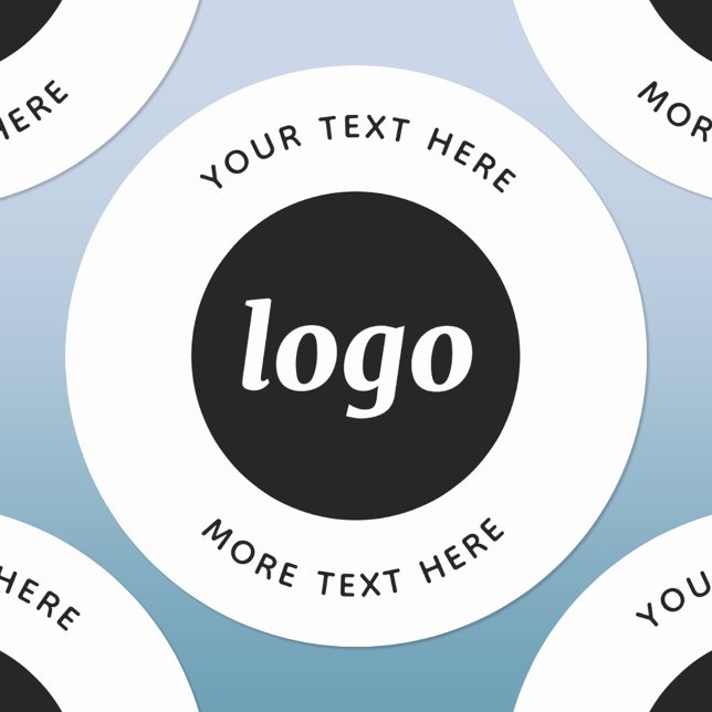 Pegatina Redonda Logotipo simple con negocio de texto (Simple logo with text promotional business stickers)