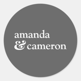 Pegatina Redonda Logotipo Simple y Moderno de Brida Gris y Nombres 