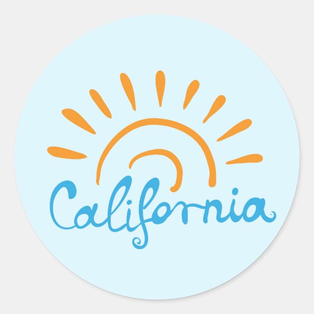 Pegatina Redonda Logotipo Sunny California (Anverso)