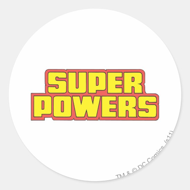 Pegatina Redonda Logotipo Super Powers™ Amarillo (Anverso)