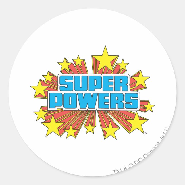 Pegatina Redonda Logotipo Super Powers™ Azul (Anverso)