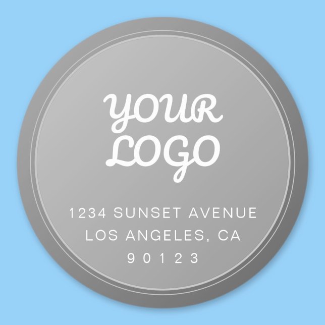 Pegatina Redonda Logotipo único gris gradiente dirección de devoluc (Subido por el creador)