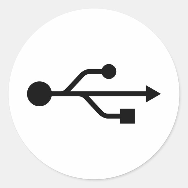 Pegatina Redonda Logotipo USB (Anverso)