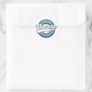Pegatina Redonda logotipo vintage de Canberra Australia 