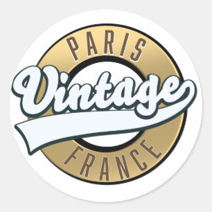 Pegatina Redonda logotipo vintage de París Francia