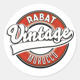 Pegatina Redonda logotipo vintage de Rabat Marruecos