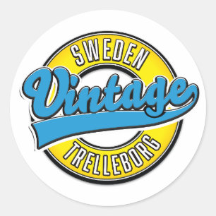 Pegatina Redonda logotipo vintage de Trelleborg Suecia