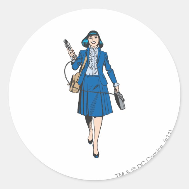 Pegatina Redonda Lois Lane con micrófono (Anverso)