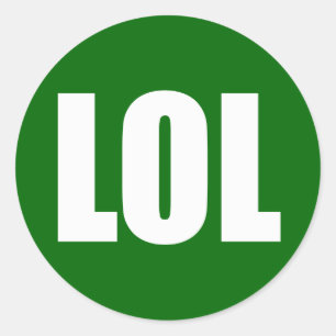 Pegatina Redonda LOL (oscuro) blanco en verde
