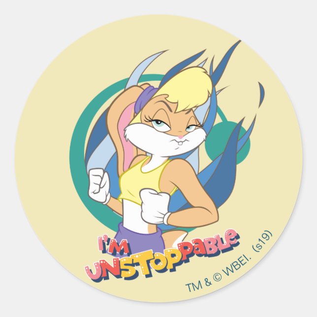 Pegatina Redonda Lola Bunny "Soy imparable" (Anverso)