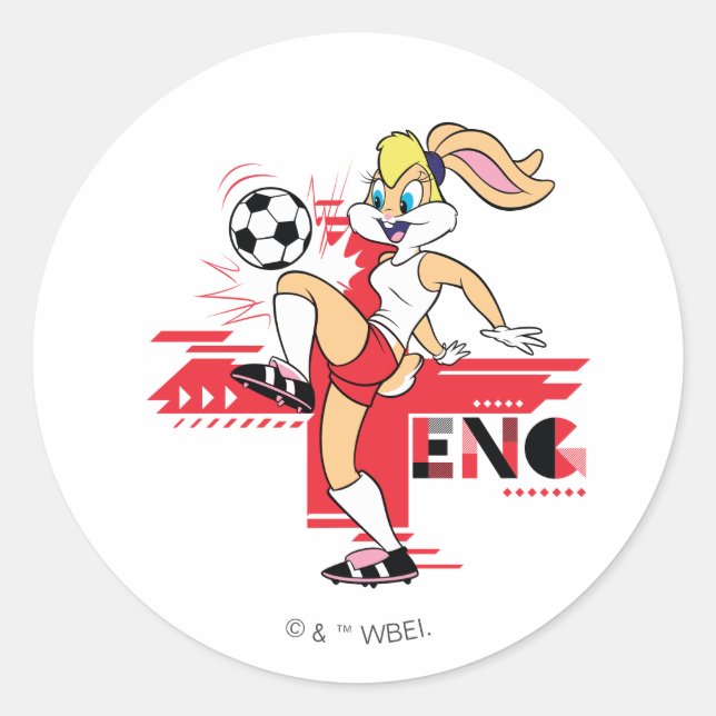 Pegatina Redonda Lola Bunny Team England Soccer Graphic (Anverso)