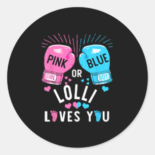 Pegatina Redonda Lolli Rosa O Azul Te Ama El Género De Boxeo Revela