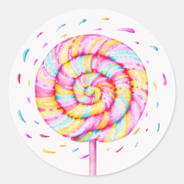 Pegatina Redonda Lollipop Sweet Candy Caramel Drogas Ilustracion (Anverso)