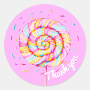 Pegatina Redonda Lollipop Sweet Candy Caramel Drots Gracias
