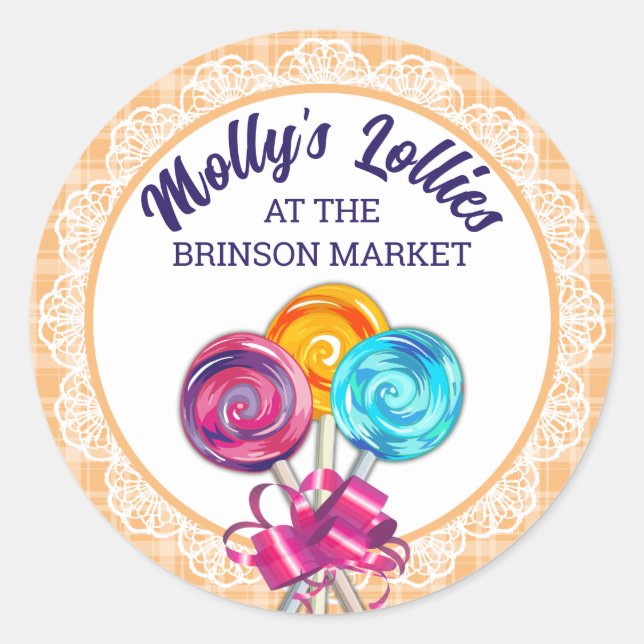 Pegatina Redonda lollipops fabricante de caramelos cocina de hornea (Anverso)