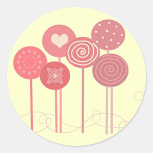Pegatina Redonda Lollipops rosados