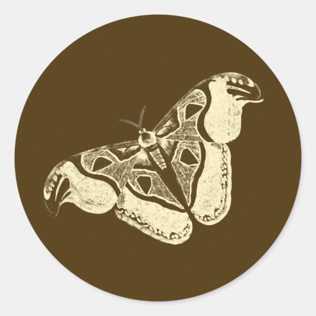 Pegatina Redonda Loma gitana, marrón chocolate y beige (Anverso)