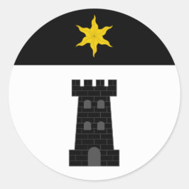 Pegatina Redonda Lomo de la placa de población fronteriza