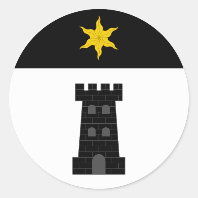 Pegatina Redonda Lomo de la placa de población fronteriza (Anverso)