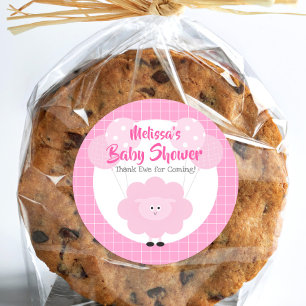 Pegatina Redonda Lomo rosa dulce dulce Kawaii Baby Shower Gracias
