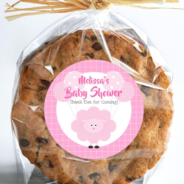 Pegatina Redonda Lomo rosa dulce dulce Kawaii Baby Shower Gracias (Subido por el creador)
