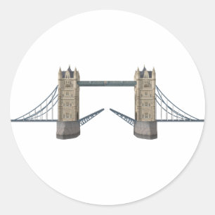 Pegatina Redonda London Tower Bridge: Modelo 3D: