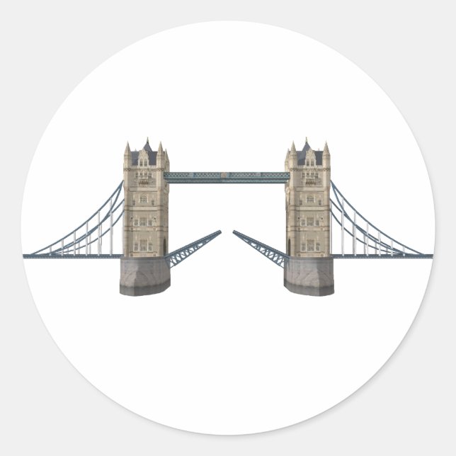 Pegatina Redonda London Tower Bridge: Modelo 3D: (Anverso)