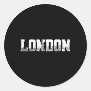 Pegatina Redonda Londres Inglaterra Reino Unido Skyline Black White