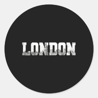 Pegatina Redonda Londres Inglaterra Reino Unido Skyline Black White