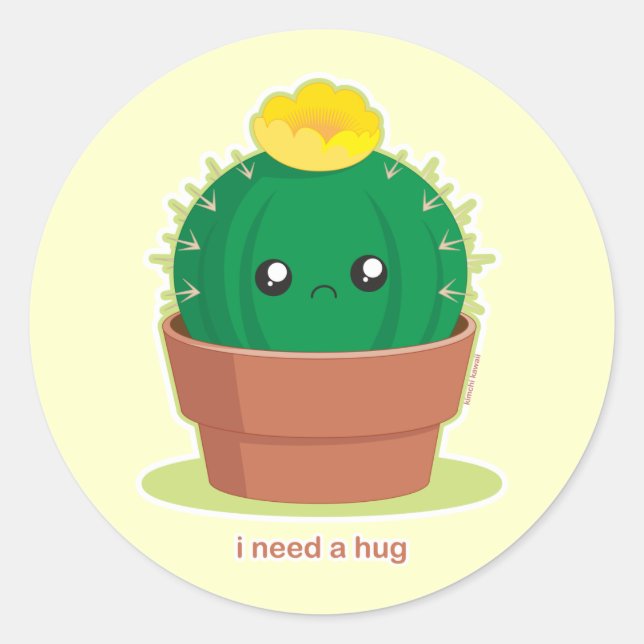 Pegatina Redonda Lonely Cactus (Anverso)