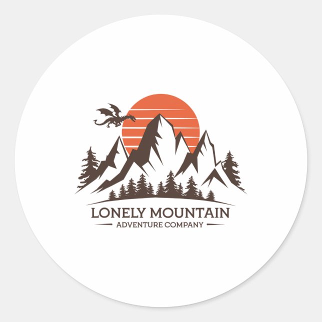 Pegatina Redonda Lonely Mountain - Adventure Company - Fantasy Trip (Anverso)