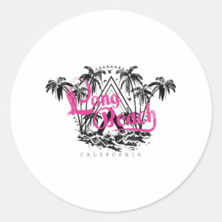 Pegatina Redonda Long Beach California CA US Coast