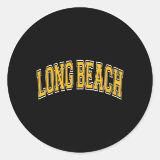 Pegatina Redonda Long Beach California Ca Varsity Style Amber Texto