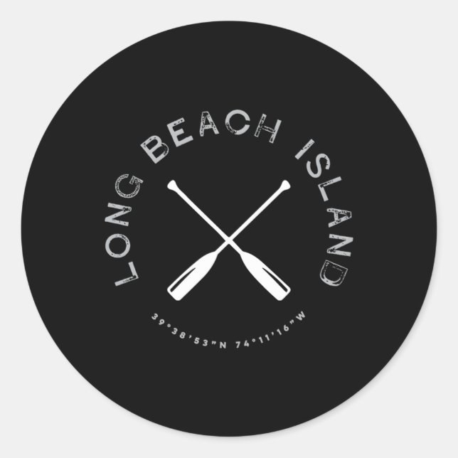 Pegatina Redonda Long Beach Island Lbi New Jersey (Anverso)