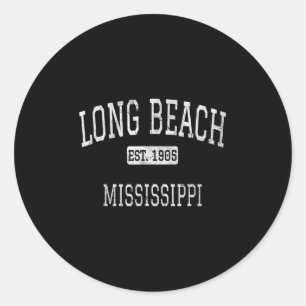 Pegatina Redonda Long Beach Mississippi Ms Vintage