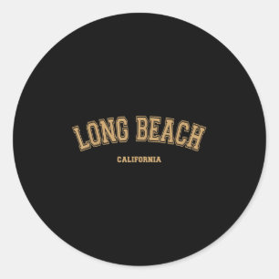 Pegatina Redonda Long Beach Sports College Style En Long Beach