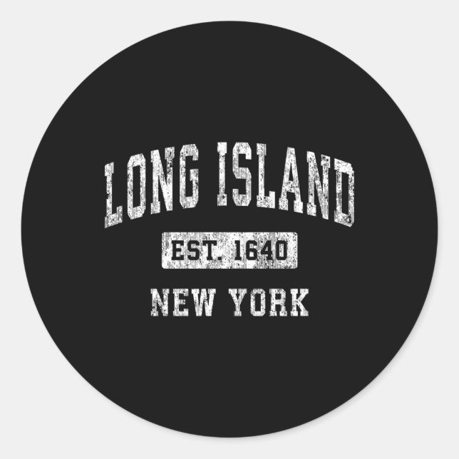 Pegatina Redonda Long Island New York Ny (Anverso)