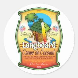 Pegatina Redonda Longboard Creme de Coconut