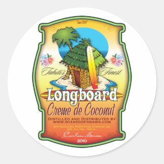 Pegatina Redonda Longboard Creme de Coconut