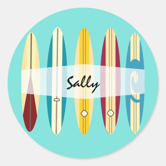 Pegatina Redonda Longboards Vintage (Anverso)