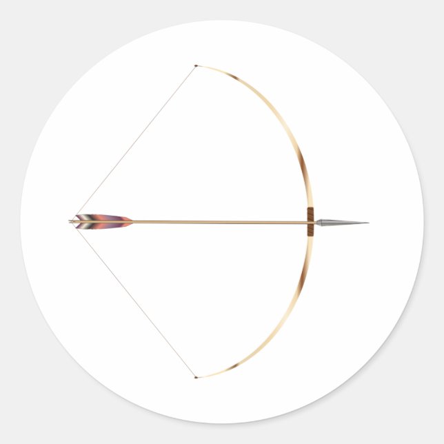 Pegatina Redonda Longbow inglés dibujado (Anverso)