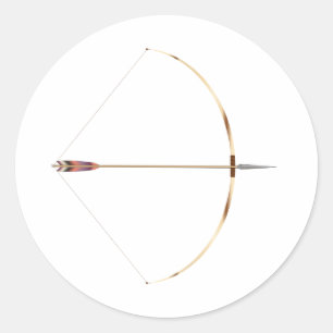 Pegatina Redonda Longbow inglés dibujado