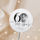 Pegatina Redonda Look Who's 60 Funny Photo Simple 60th Birthday<br><div class="desc">Look Who's 60 Funny Photo Simple 60th Birthday Classic Round Pegatina</div>