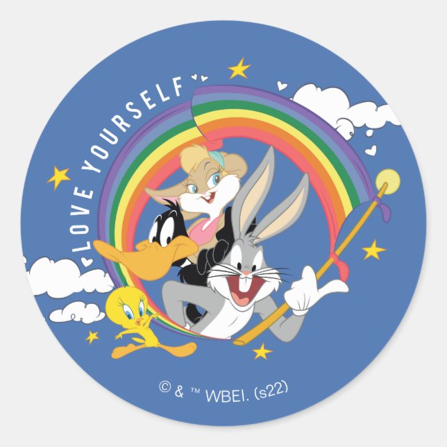 Pegatina Redonda LOONEY TUNES™ - Love Yourself Pride Badge (Anverso)
