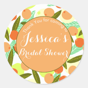 Pegatina Redonda Loquat Fruit Pattern Brit Shower Peach Gracias