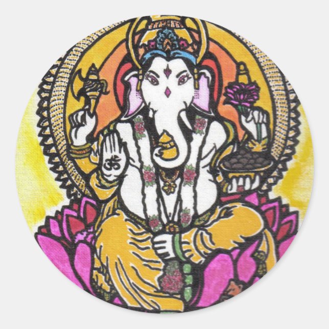 Pegatina Redonda Lord Ganesha (Anverso)